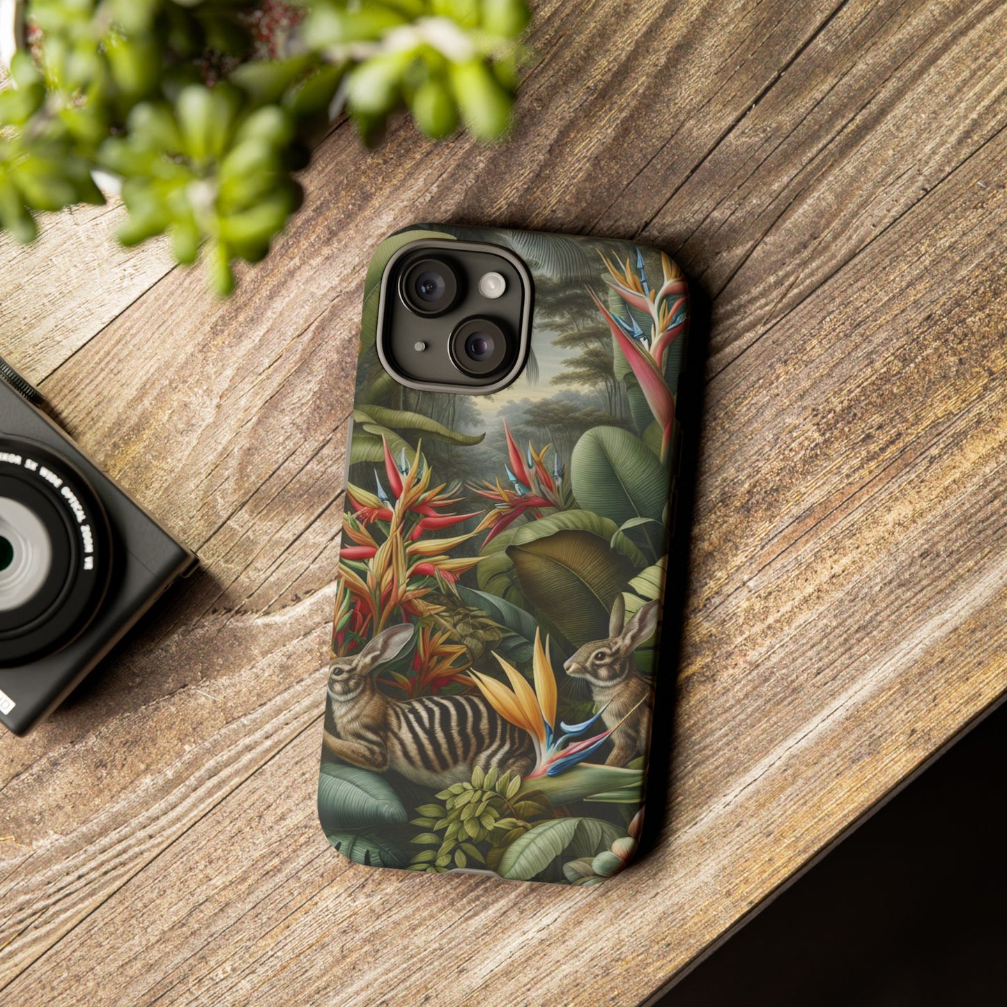 Rainforest Rabbit Outing Phone Case - Tough Cases with Summer Vibe