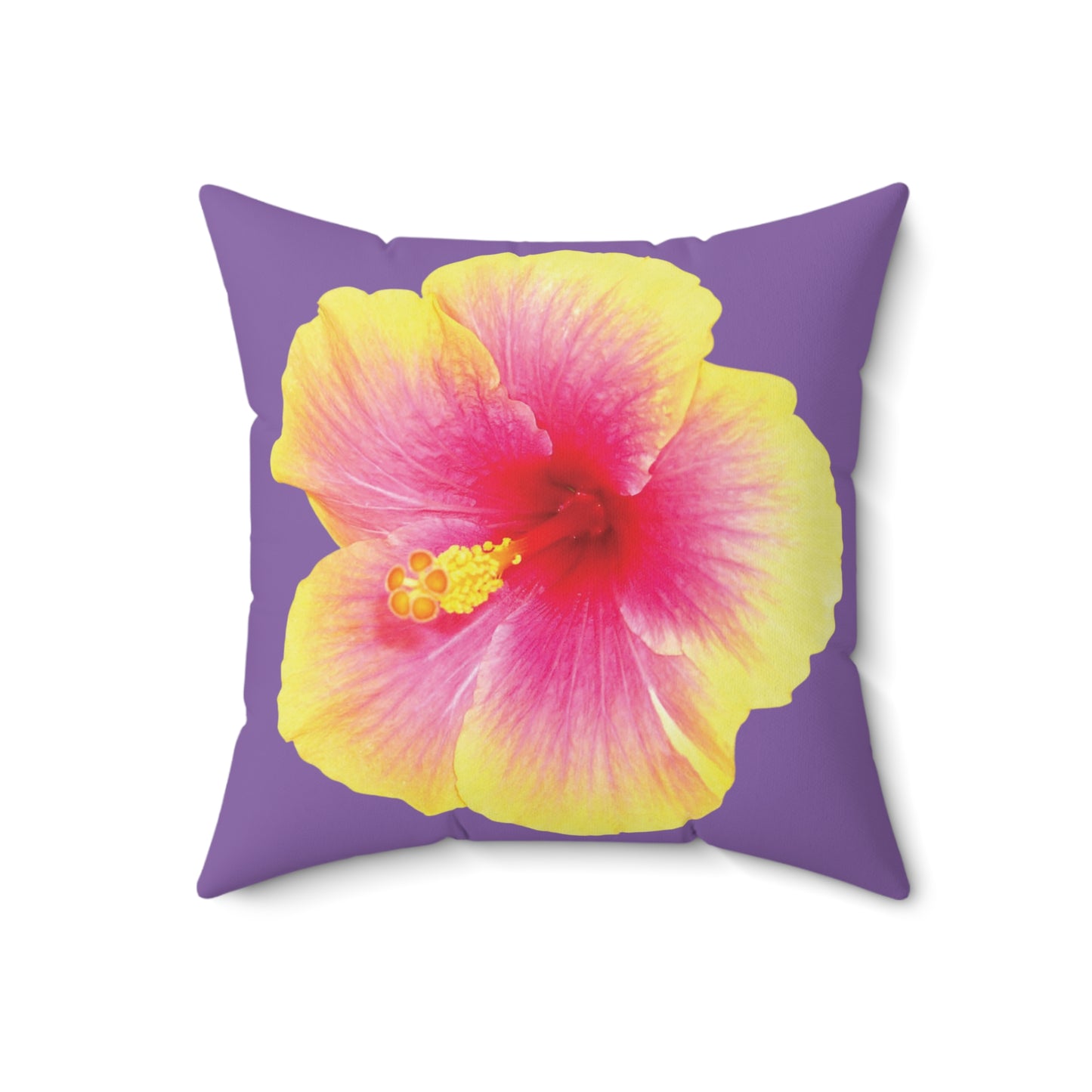Decorative Pillow - Accent Cushion, 4 Sizes / Photo Yellow Hibiscus, Lt. Purple