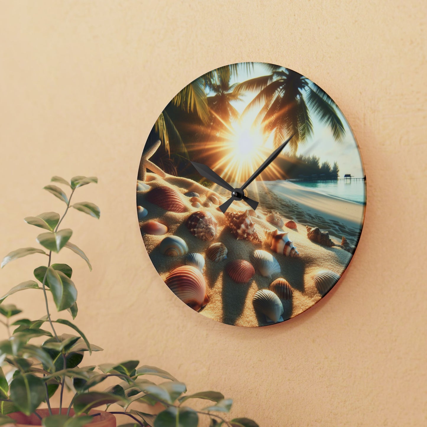 Acrylic Wall Clock, Sunrise on Shell Beach, 4 Variants