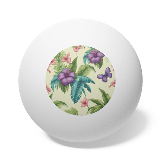 Tropical Paradise Ping Pong Balls - 6 Pack with Flower Toile