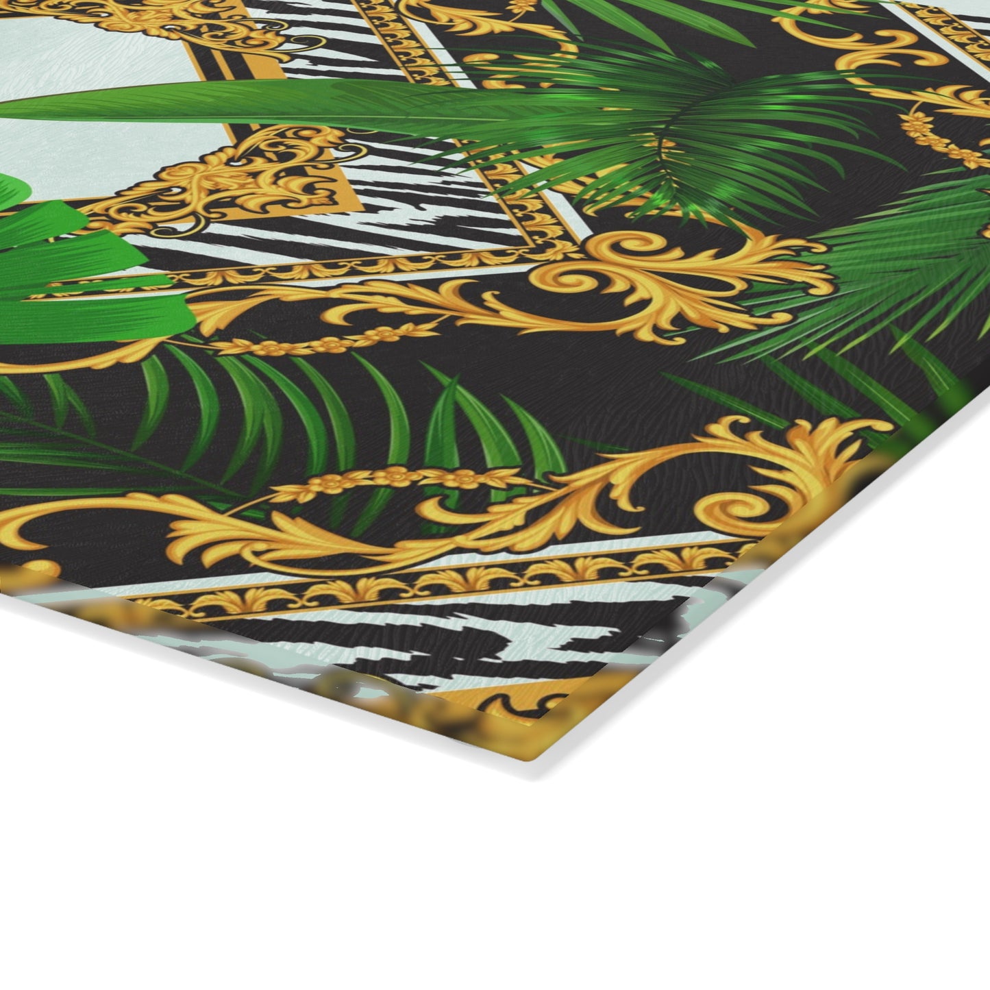 Glass Cutting Board, 2 sizes - Jungle Luxe, White