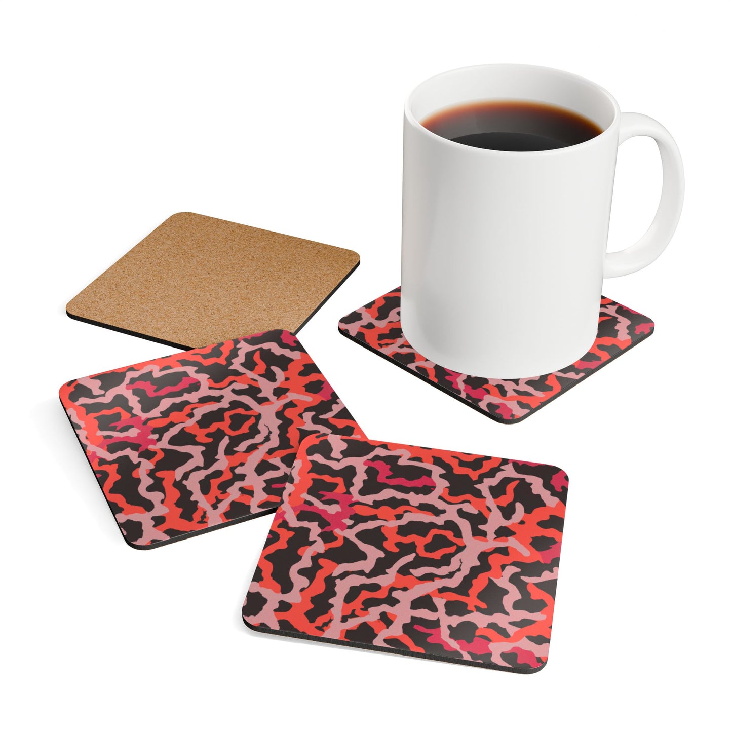 Coaster Set - Coral Threads/Red
