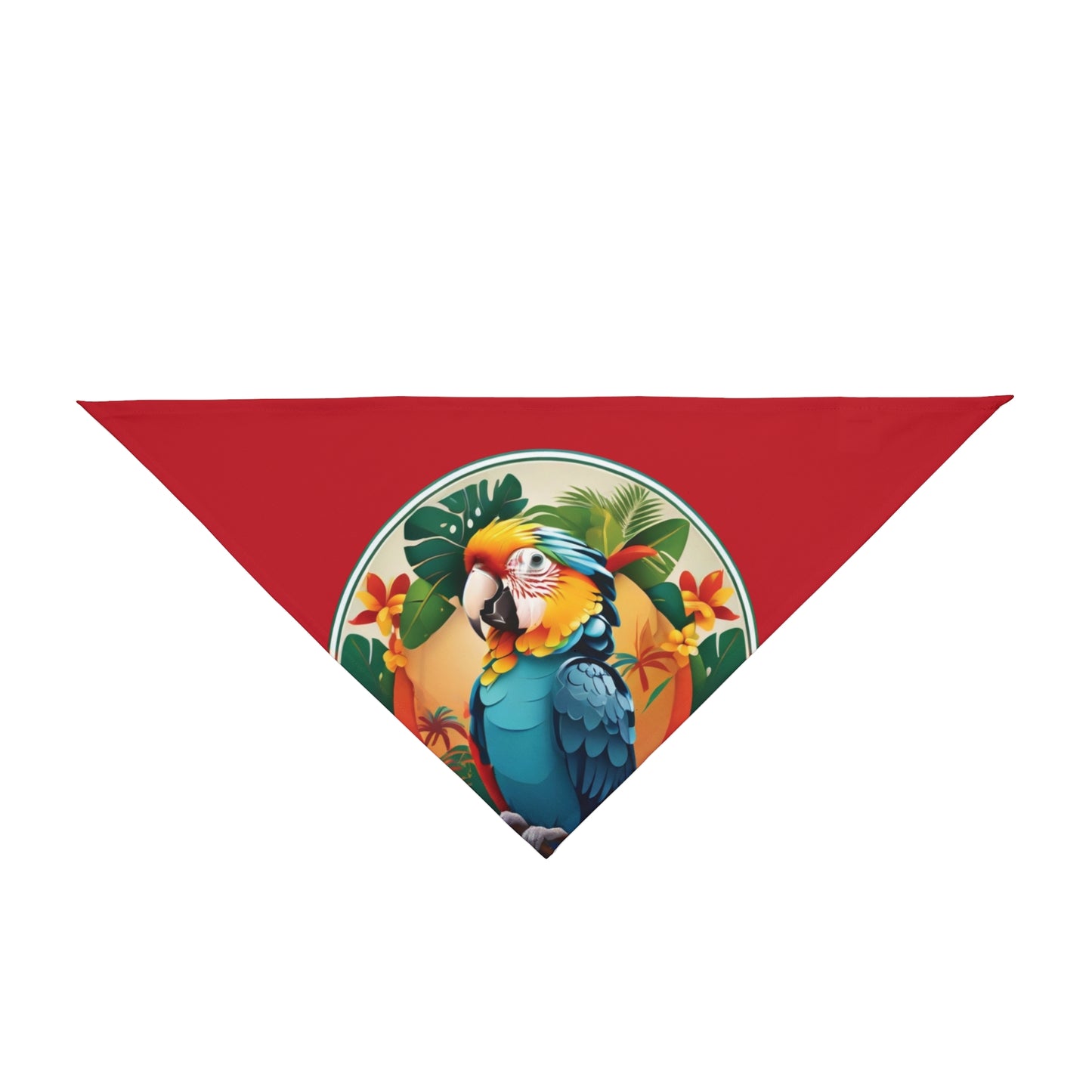 Dark Red Parrot Friend Tropical Pet Bandana, 2 Sizes - Stylish accessory for dogs & cats