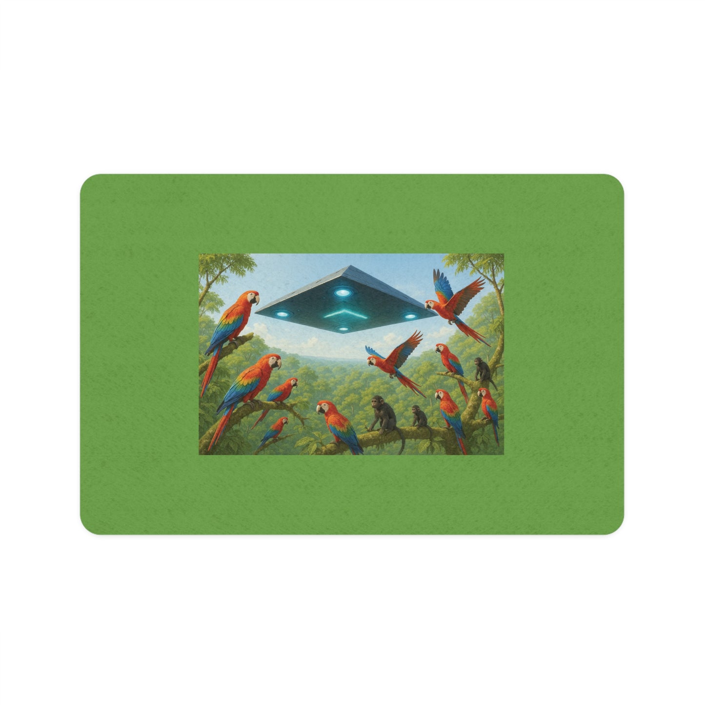 Pet Food Mat (12x18) - UFO and Macaws