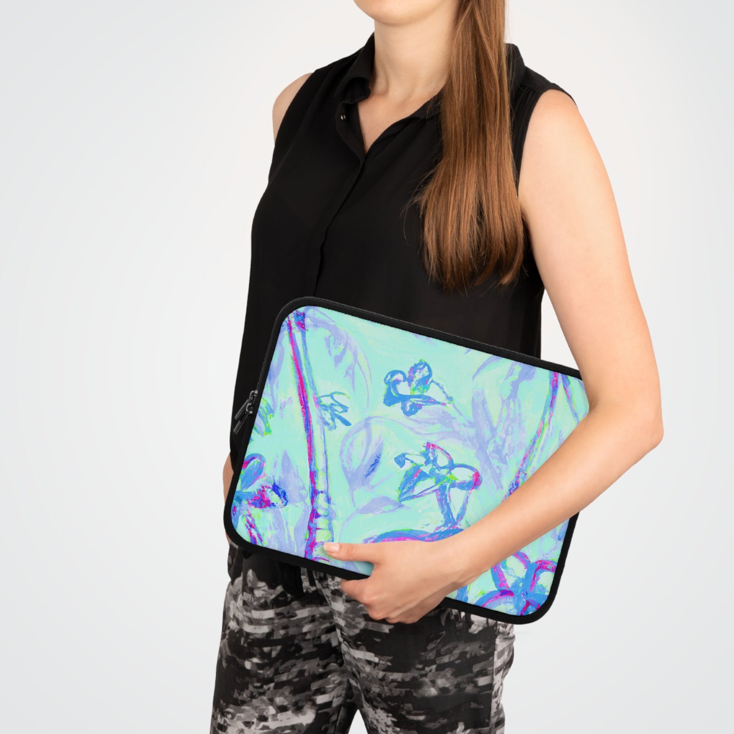 Tropical Laptop Sleeve, 5 Sizes - Perfect for Beach Lovers & Students / Tropical Doodles, Blue