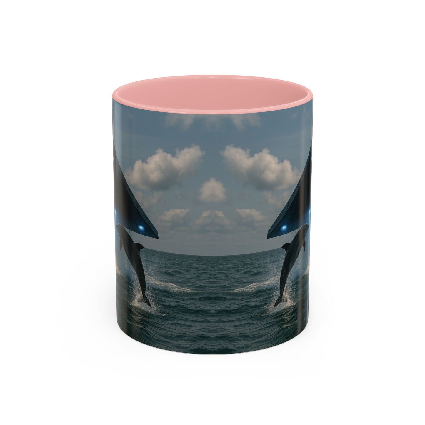 Accent Coffee Mug (11, 15oz), 8 Colors - UFO and Dolphin