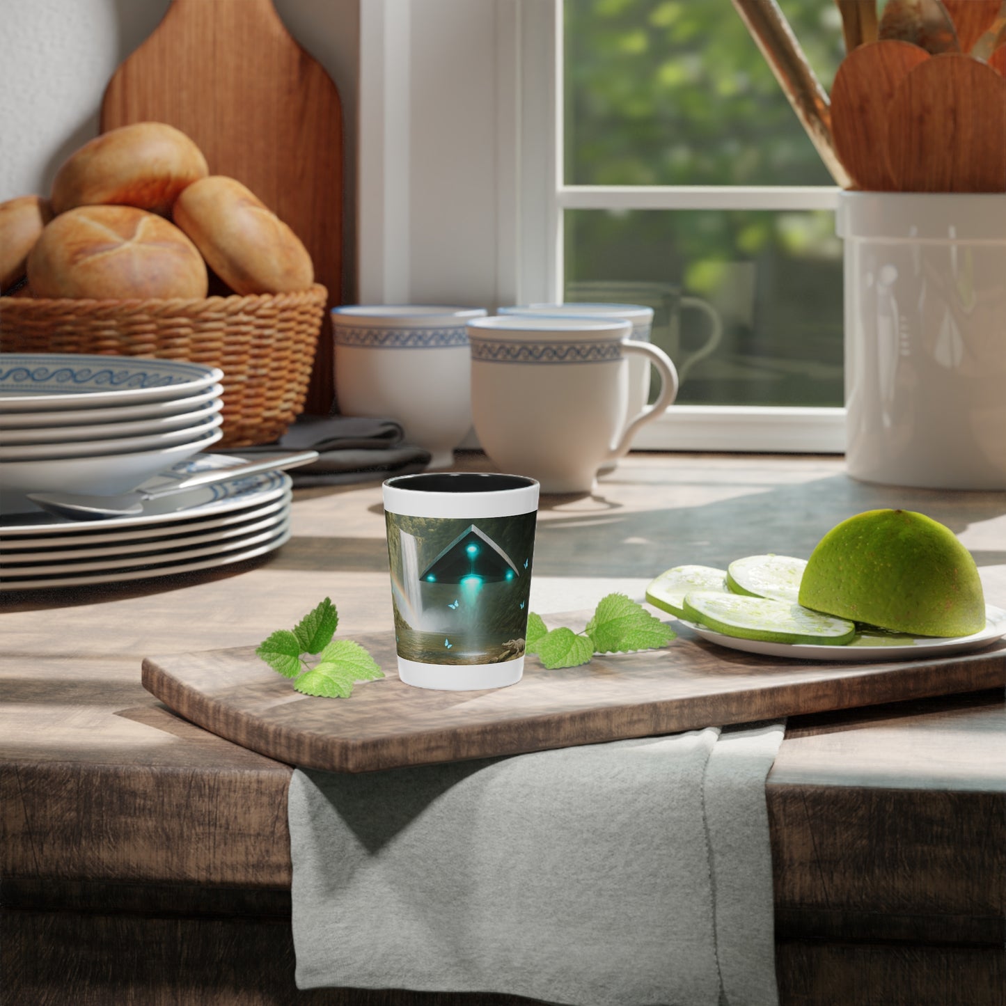 Shot Glass - UFO and Waterfall