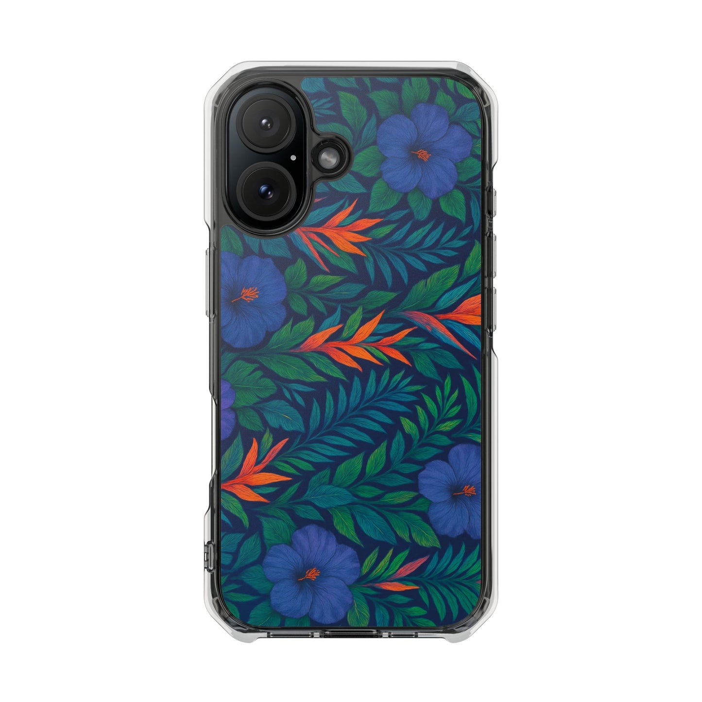 Midnight Flower Navy Magnetic Clear Phone Case, Many Models