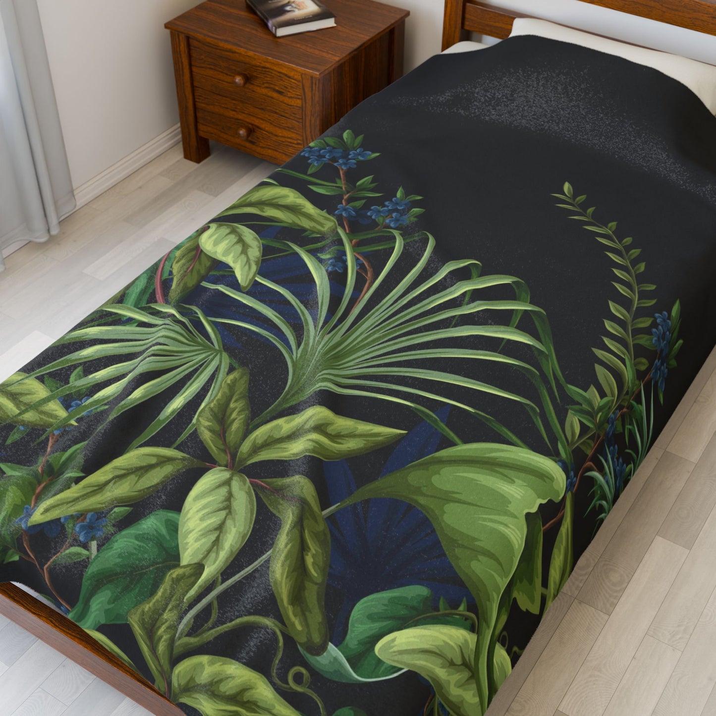 Midnight Jungle Velveteen Plush Blanket