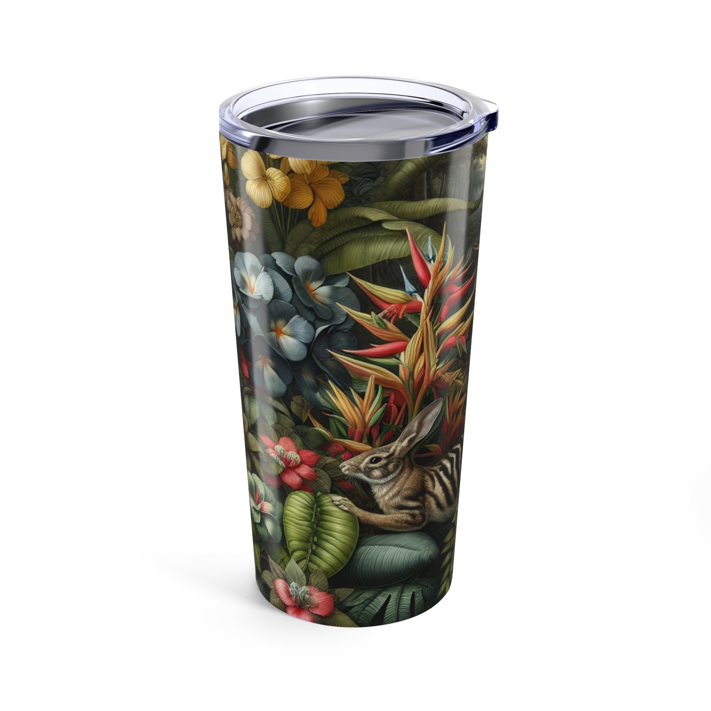 20oz Tropical Glossy Tumbler, Stainless Steel / Rainforest Rabbit Outing