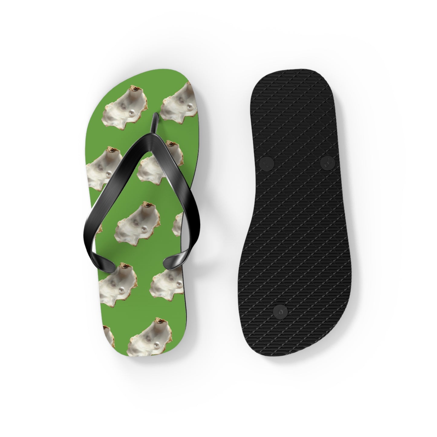 Flip Flops - White Pearl Oyster, green