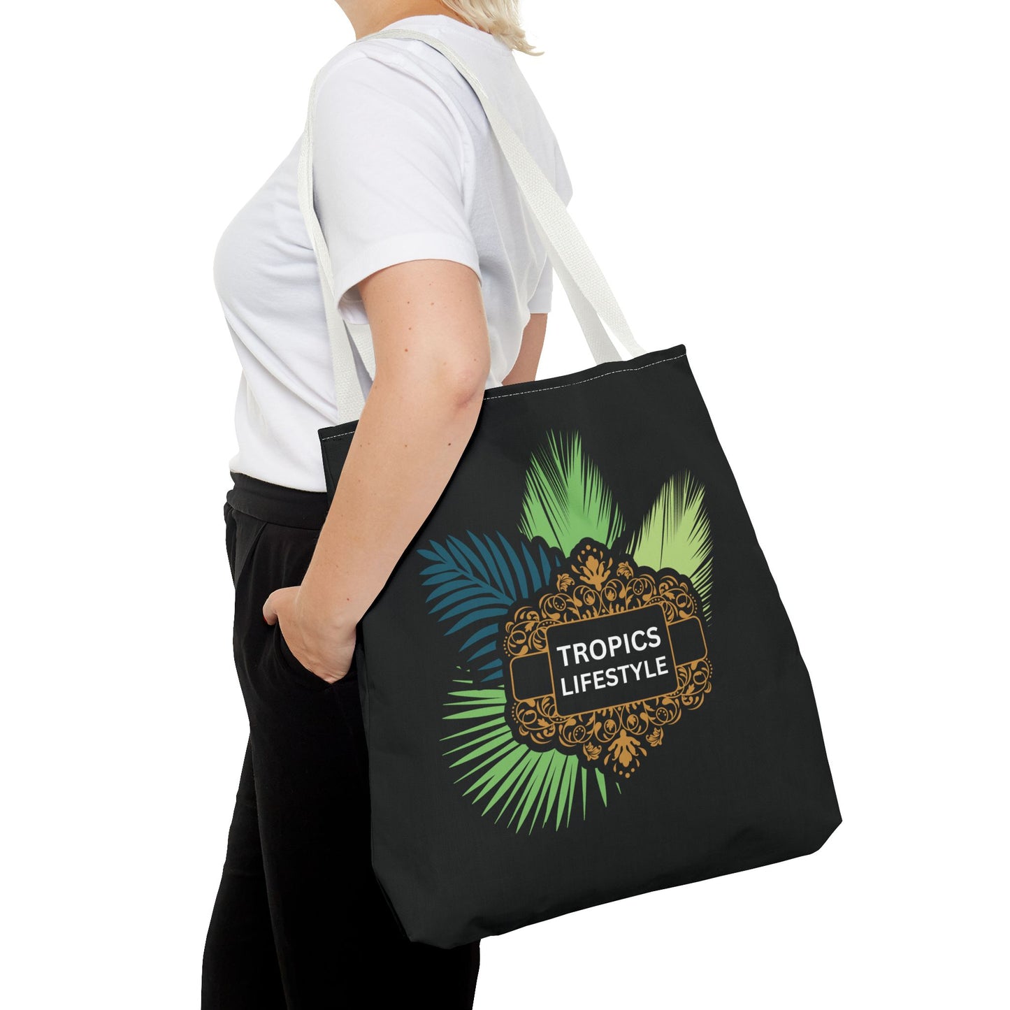 Elegant Tropics Lifestyle Logo Tote Bag - 3 Sizes, Black