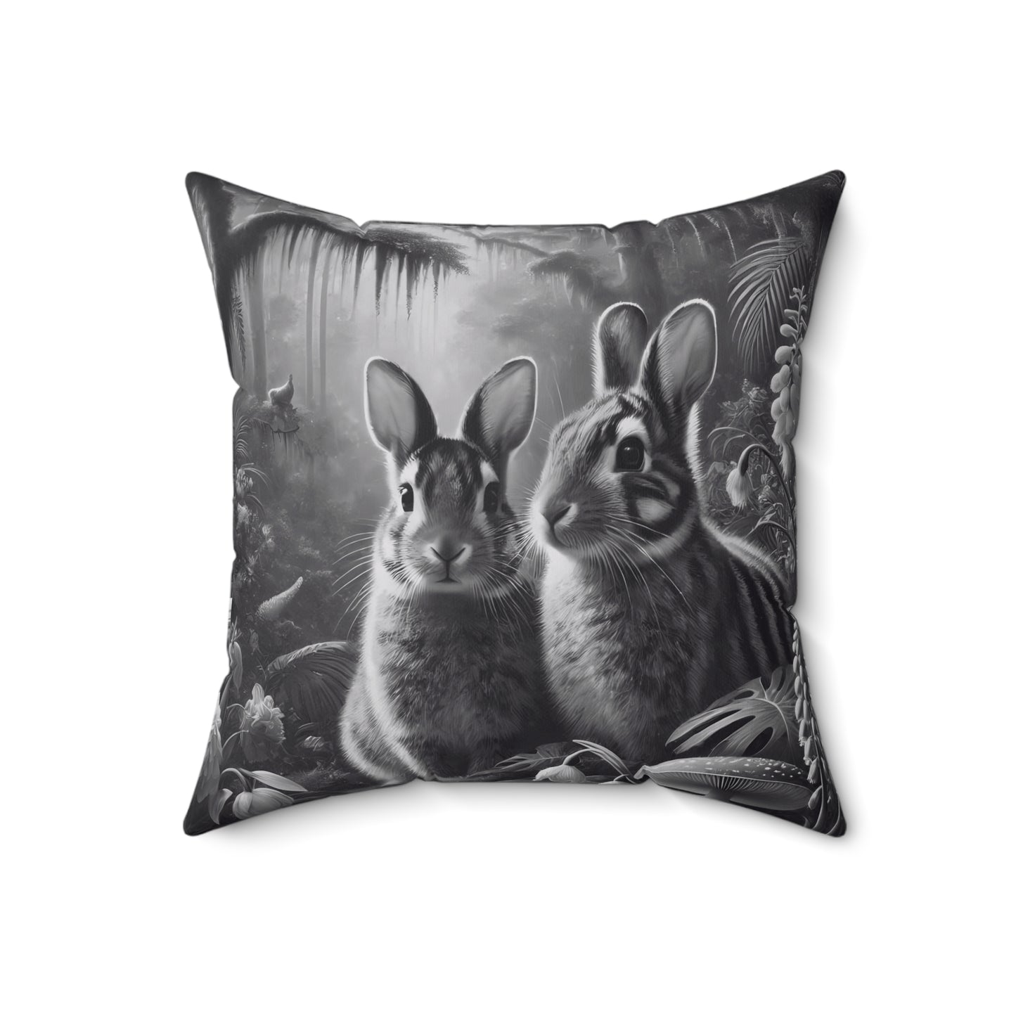 Decorative Pillow - Accent Cushion, 4 Sizes /Tropical Sumatran Rabbits/Slate