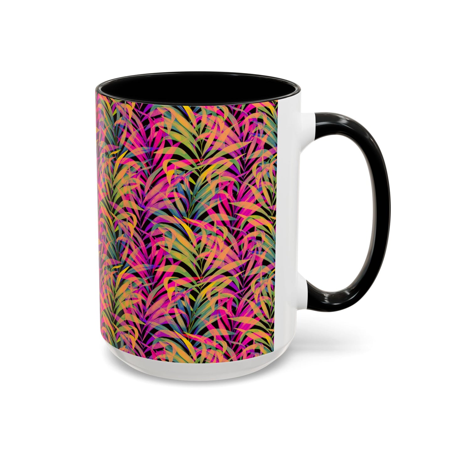 Accent Coffee Mug (11, 15oz), Rainbow Fronds / Various Colors