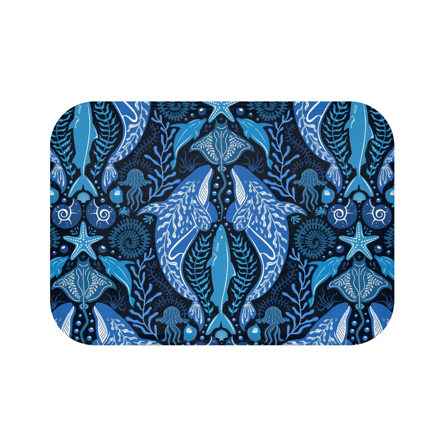 Tropical Bath Mat | Fun and Colorful Bathroom Decor / Mystic Ocean, Blue