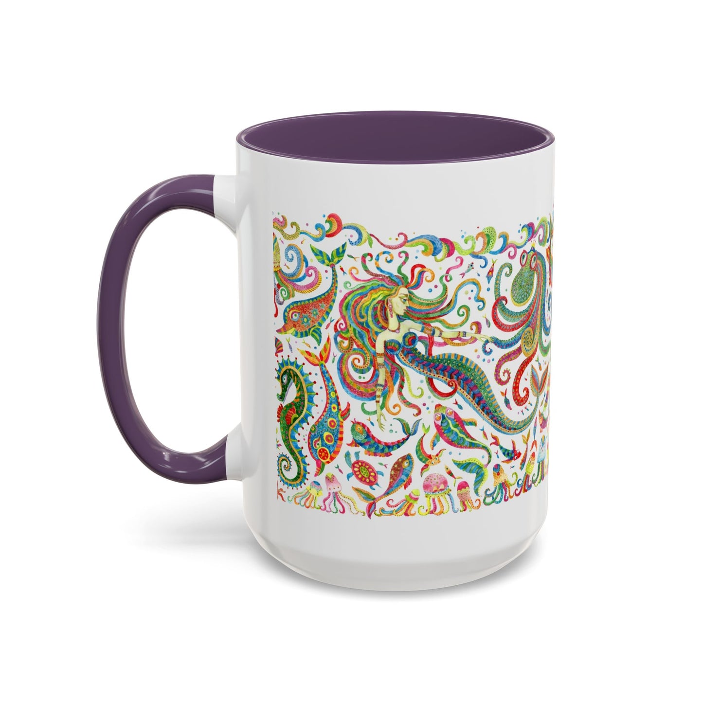 Accent Coffee Mug | Tropical-Inspired Drinkware / Colorful Mermaid Kingdom