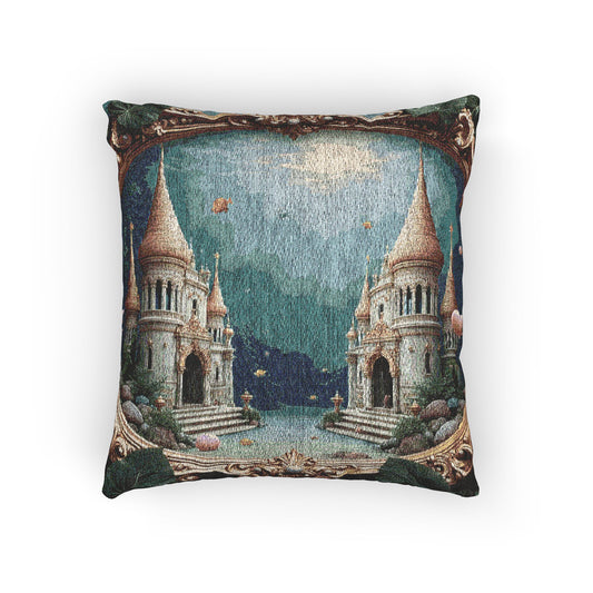 Woven Pillow, 17"W x 18"L - Framed Mermaid Palace, Libyan Sea