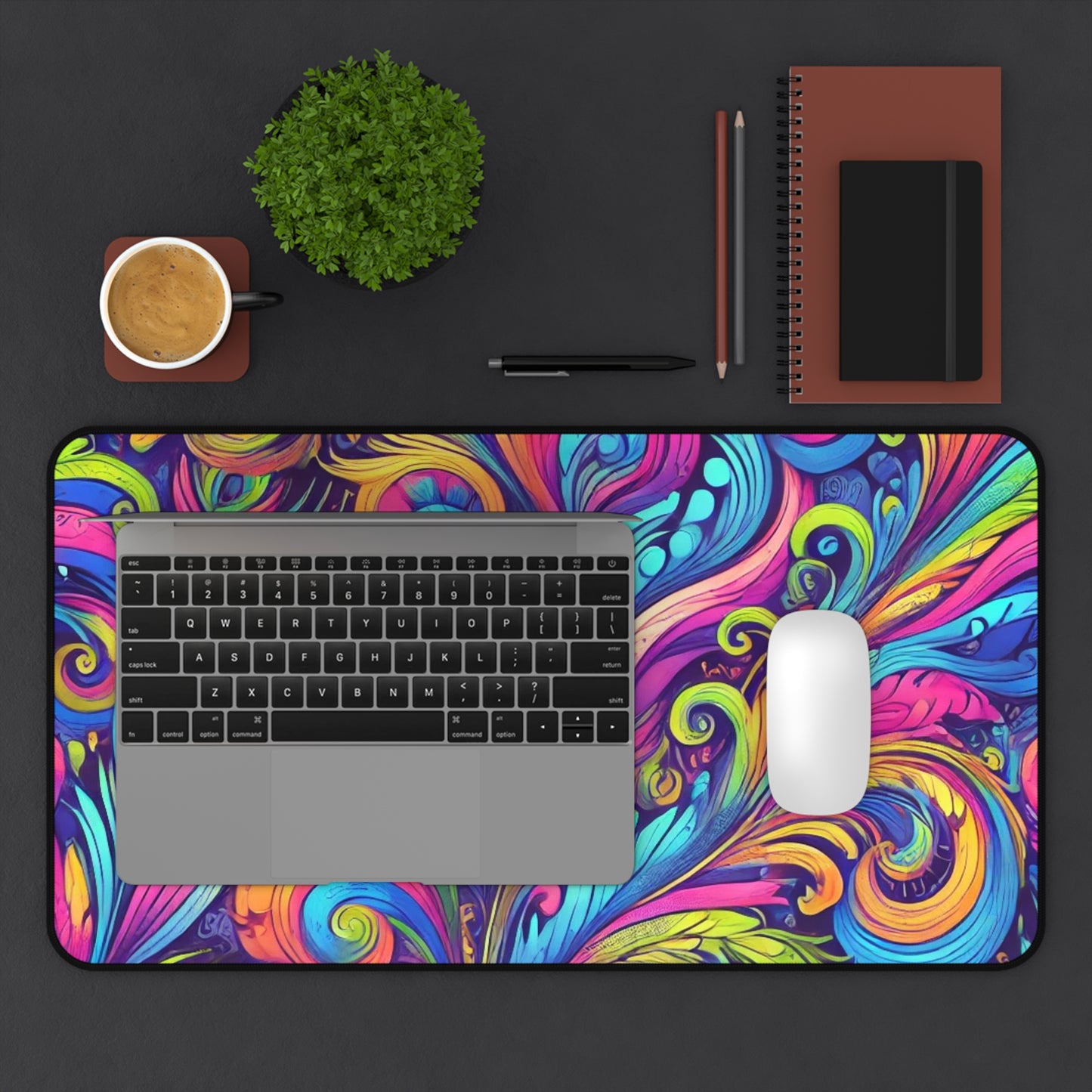 Tropical Mouse Pad/Desk Mat, 2 Sizes - Rainforest Design, Perfect for Home Office / Feather Currents Pop