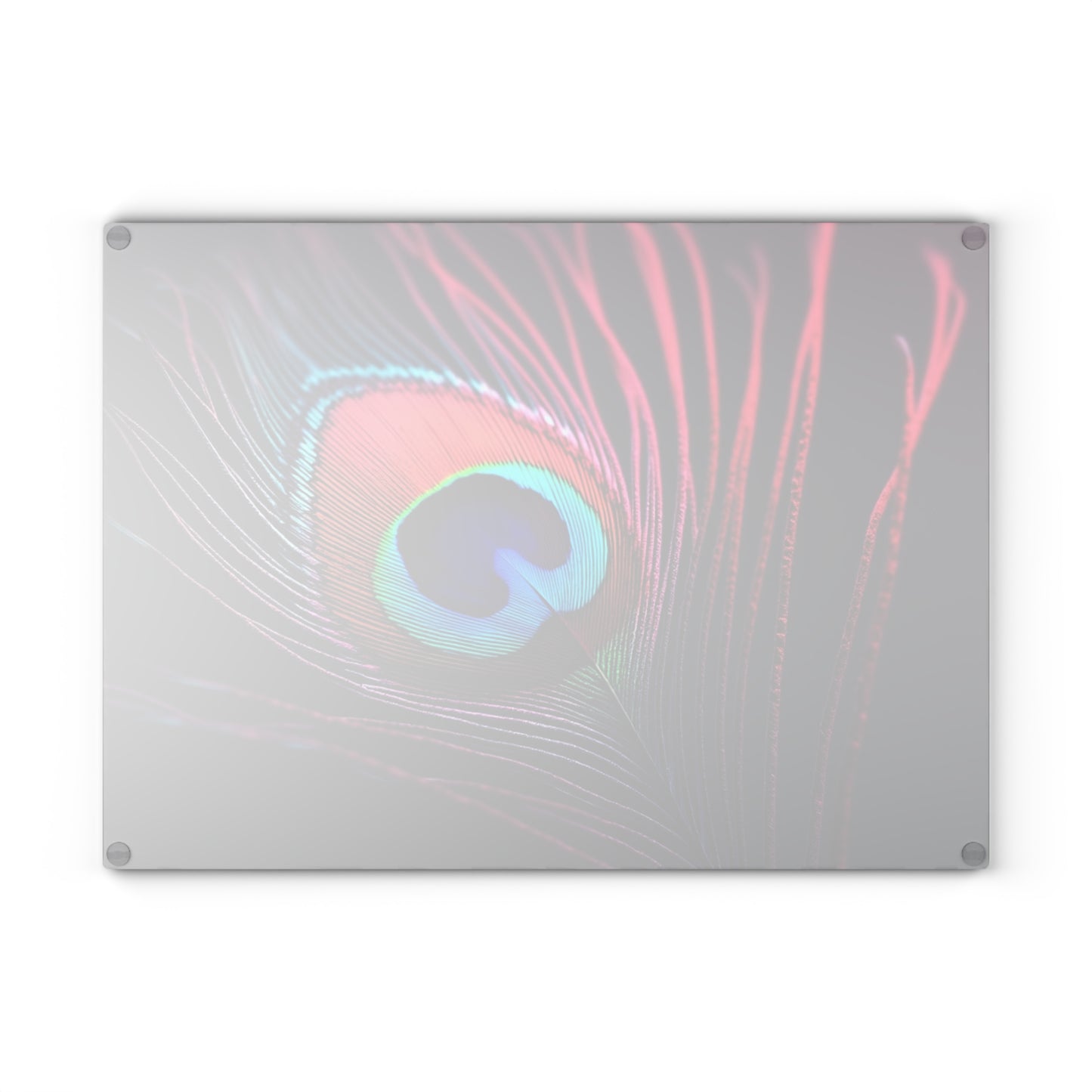 Glass Cutting Board, 2 sizes - Peacock Eye Feather, Magenta