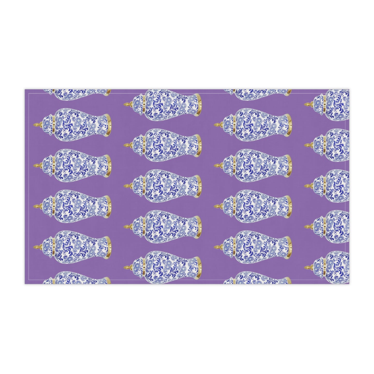 Copy of TeaTowels (cotton, poly), Blue and Gold Ginger Jar repeat light purple