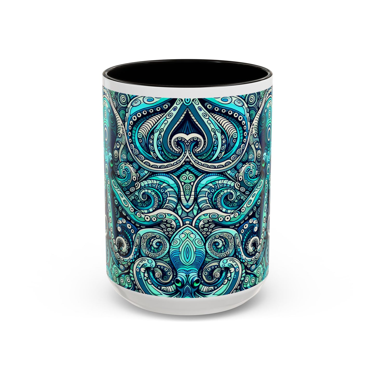 Accent Color Coffee Mug, Many Colors - 11oz & 15oz / Aqua Octopus