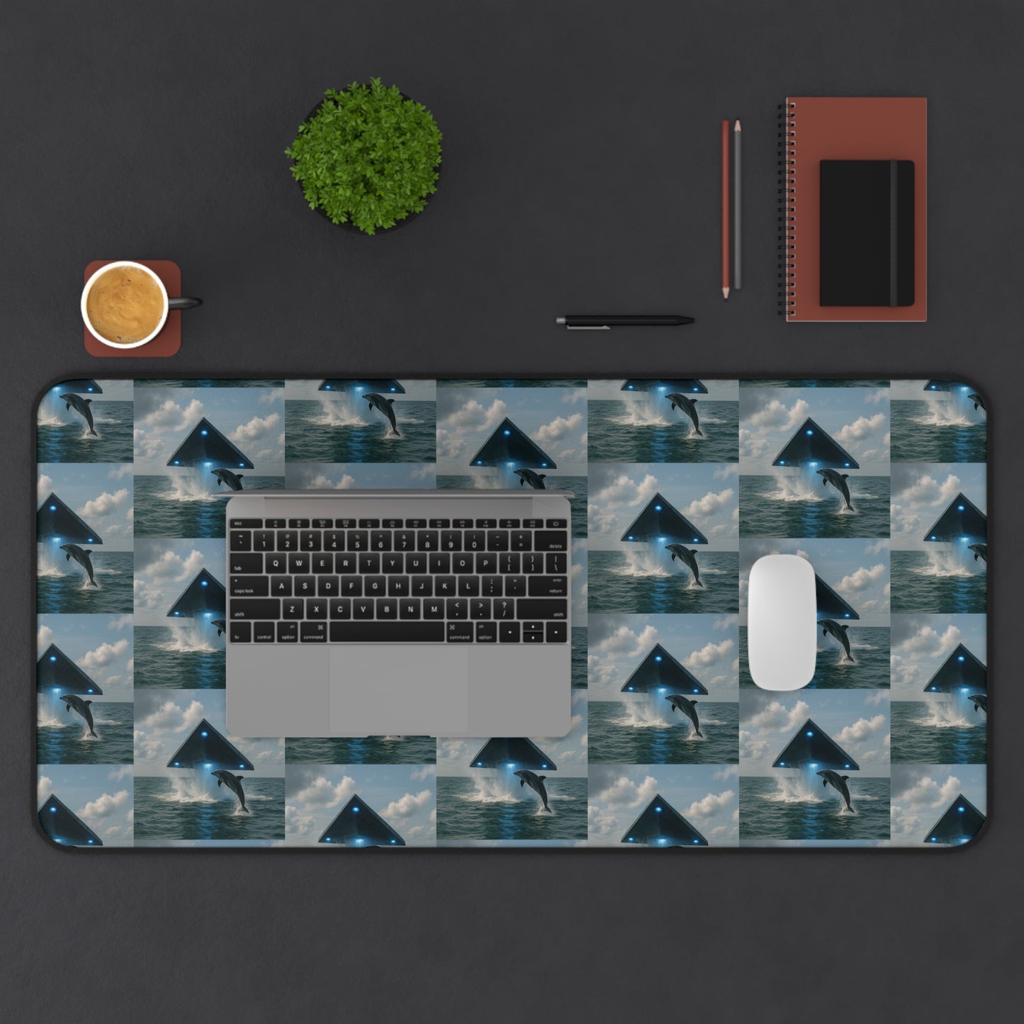 Tropical Mouse Pad/Desk Mat, 3 Sizes - Perfect for Home Office / UFO and Dolphin