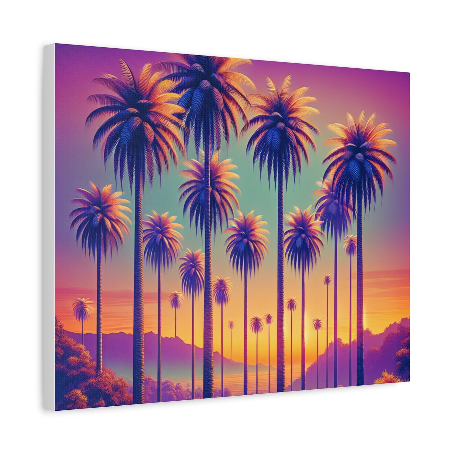 Matte Canvas, Stretched, Various Sizes / Sunset Palms