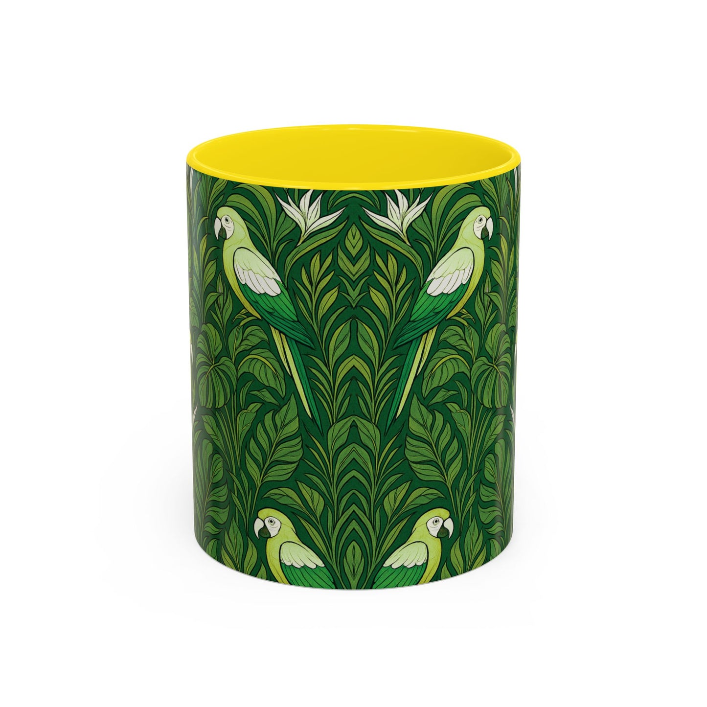 Accent Coffee Mug (11, 15oz), 8 Colors - Parrot Family, Lime