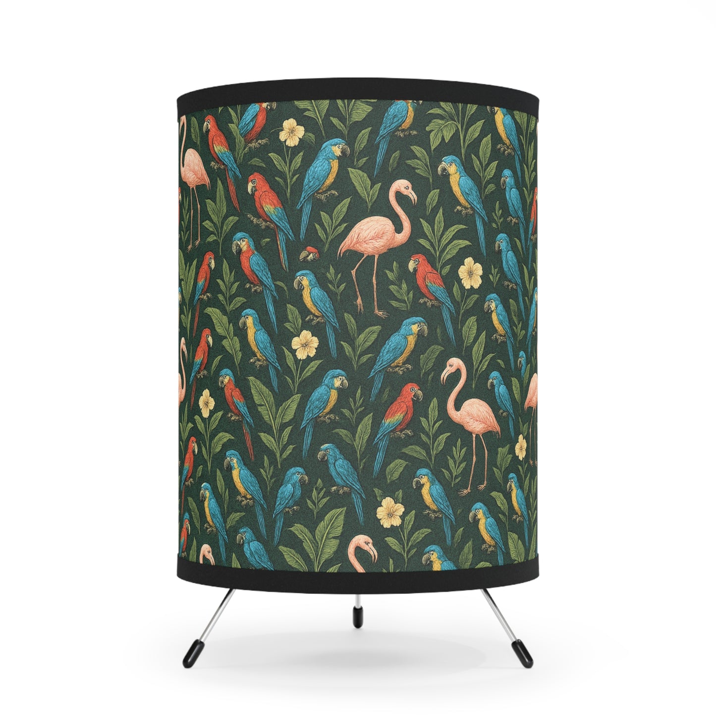 Flamingos and Parrots / Tripod Lamp with Artistic High-Res Shade - Perfect for Home Décor