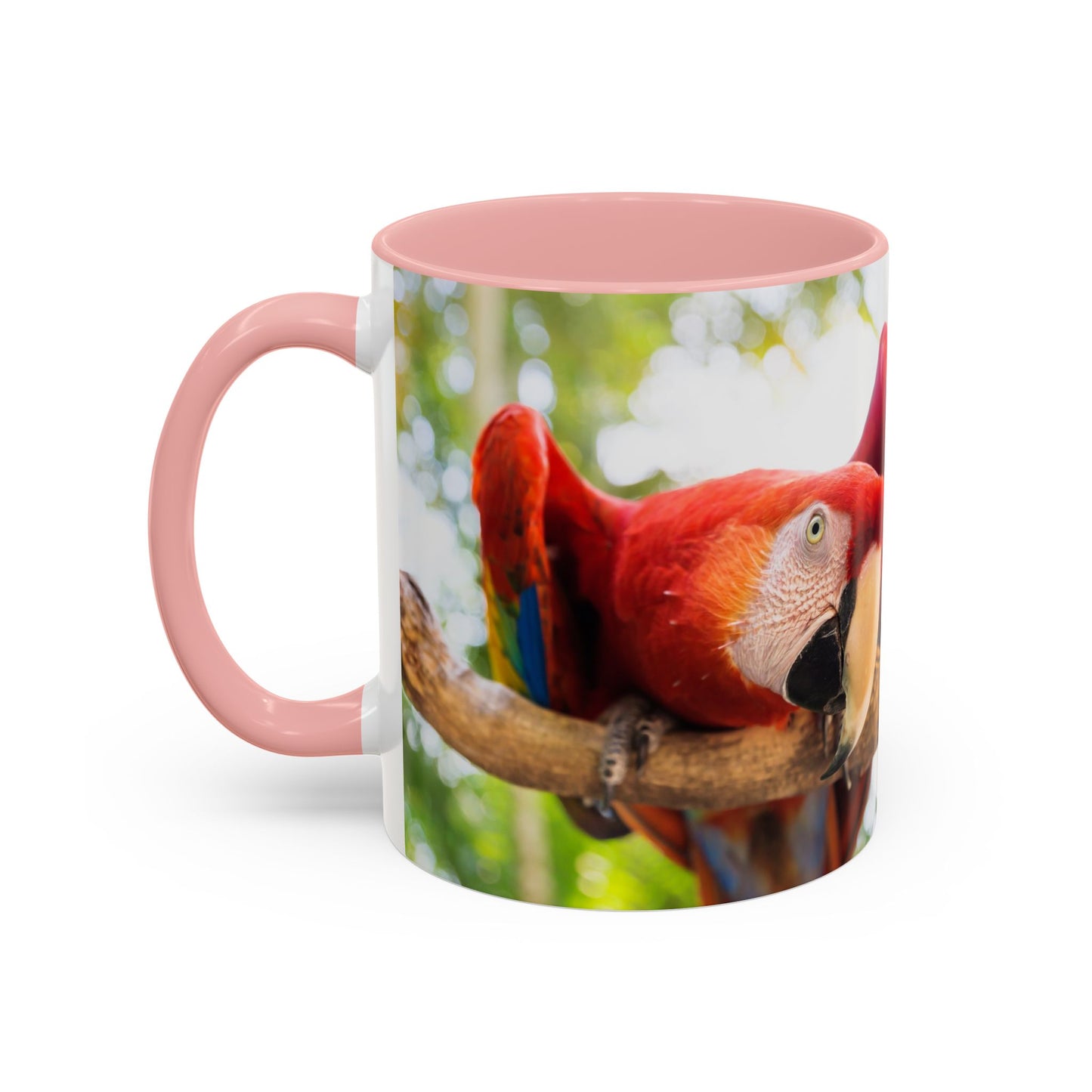 Accent Coffee Mug (11, 15oz), "I Run on Caffeine and Drama!" Parrot / Various Colors