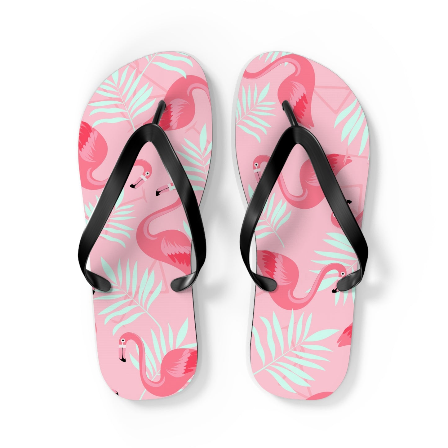 Flip Flops - Pink Flamingo / White Palms