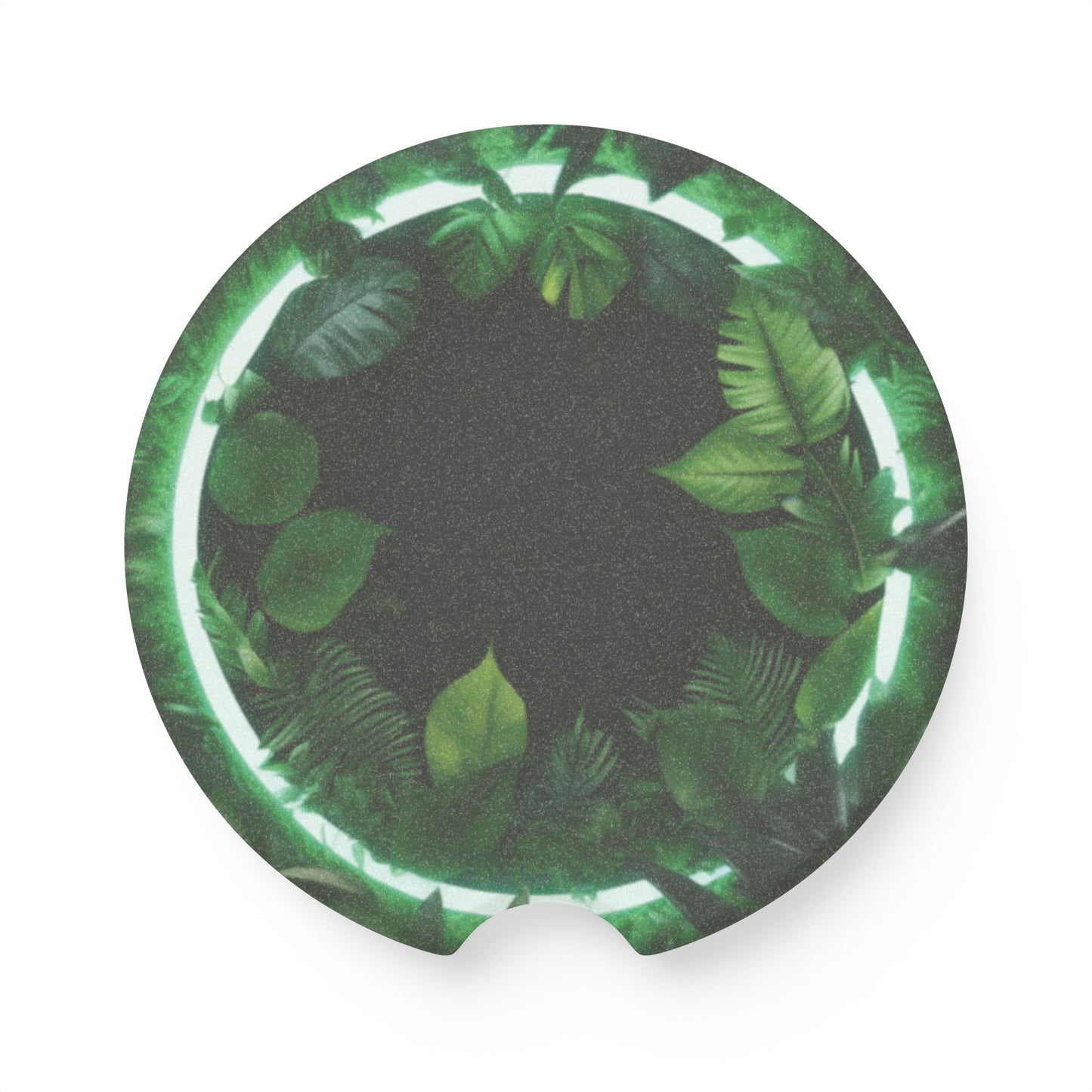 Soapstone Car Coaster - Neon Green Plants