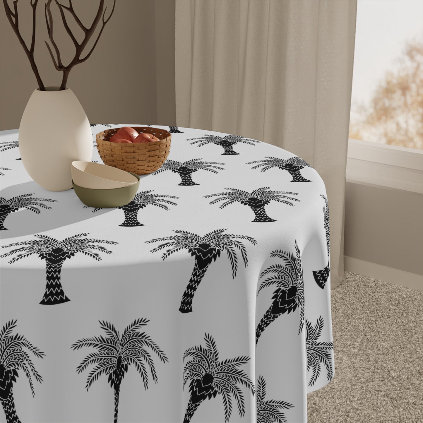 Palm Glory/White ~ Square Tablecloth, 55" x 55"
