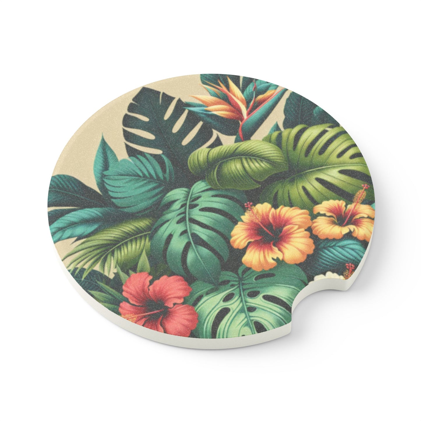 Soapstone Car Coaster - Exotic Flora