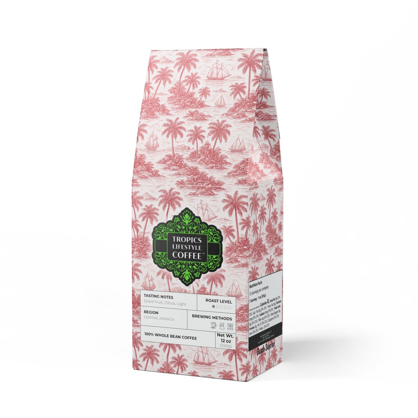 Beach Sunrise Blend™ (Light Roast) Specialty Grade Craft Coffee / Faraway Toile, Red