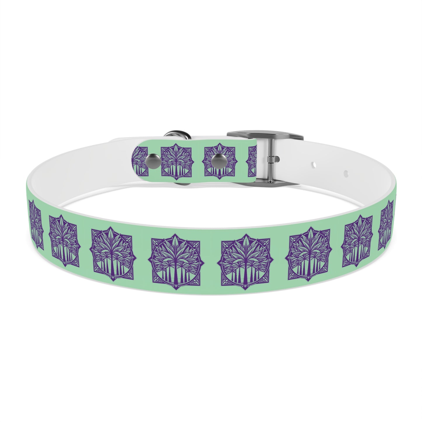 Dog Collar - Deco Palm Trees, Mint Green