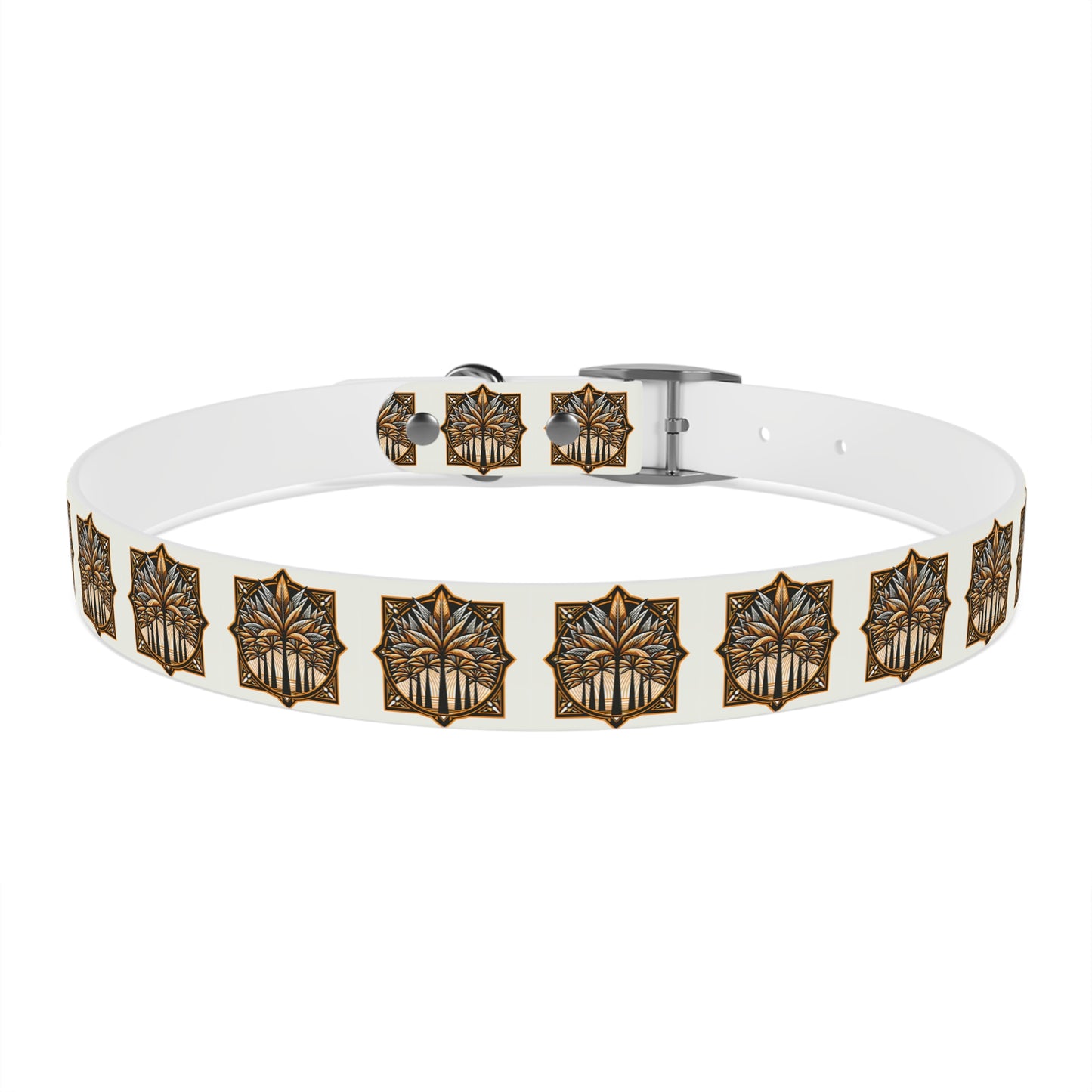 Dog Collar - Deco Palm Trees, Cinnamon