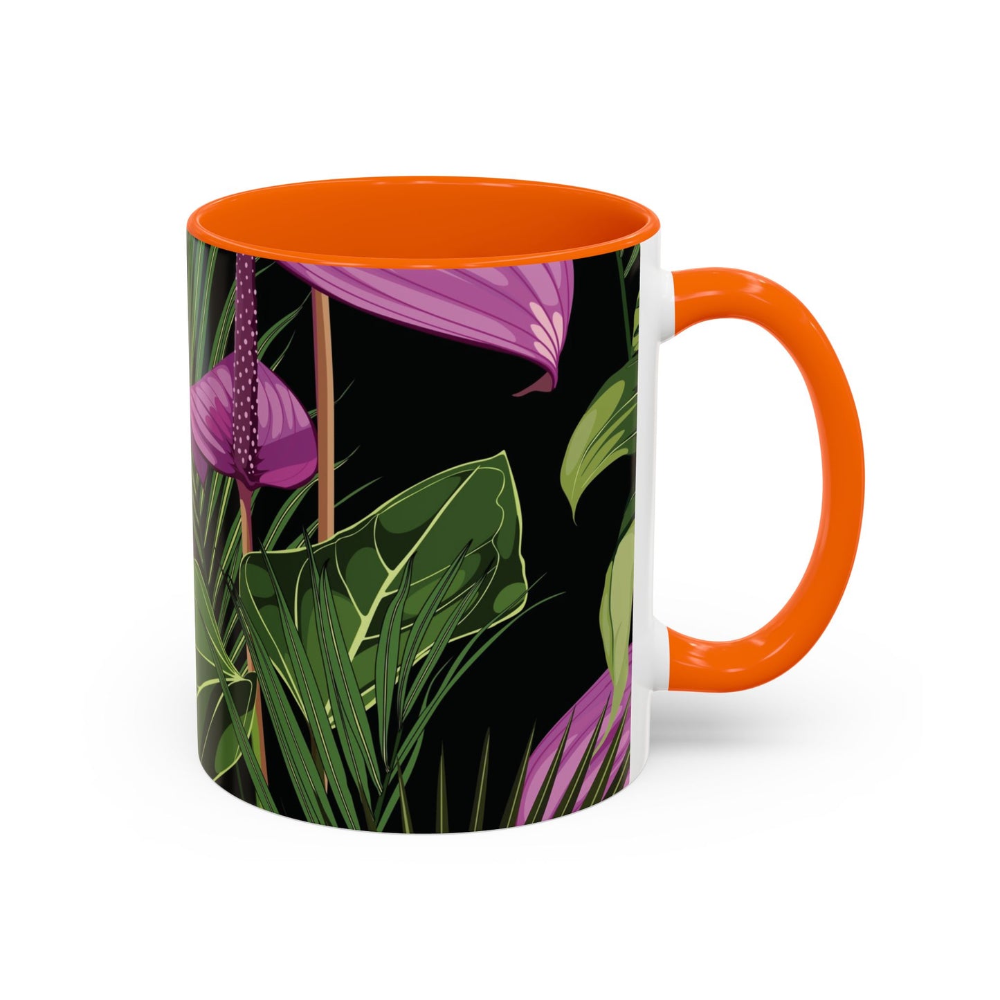 Accent Coffee Mug - Fun Tropical Drinkware for Flower Vibes /Anthurium and Palm