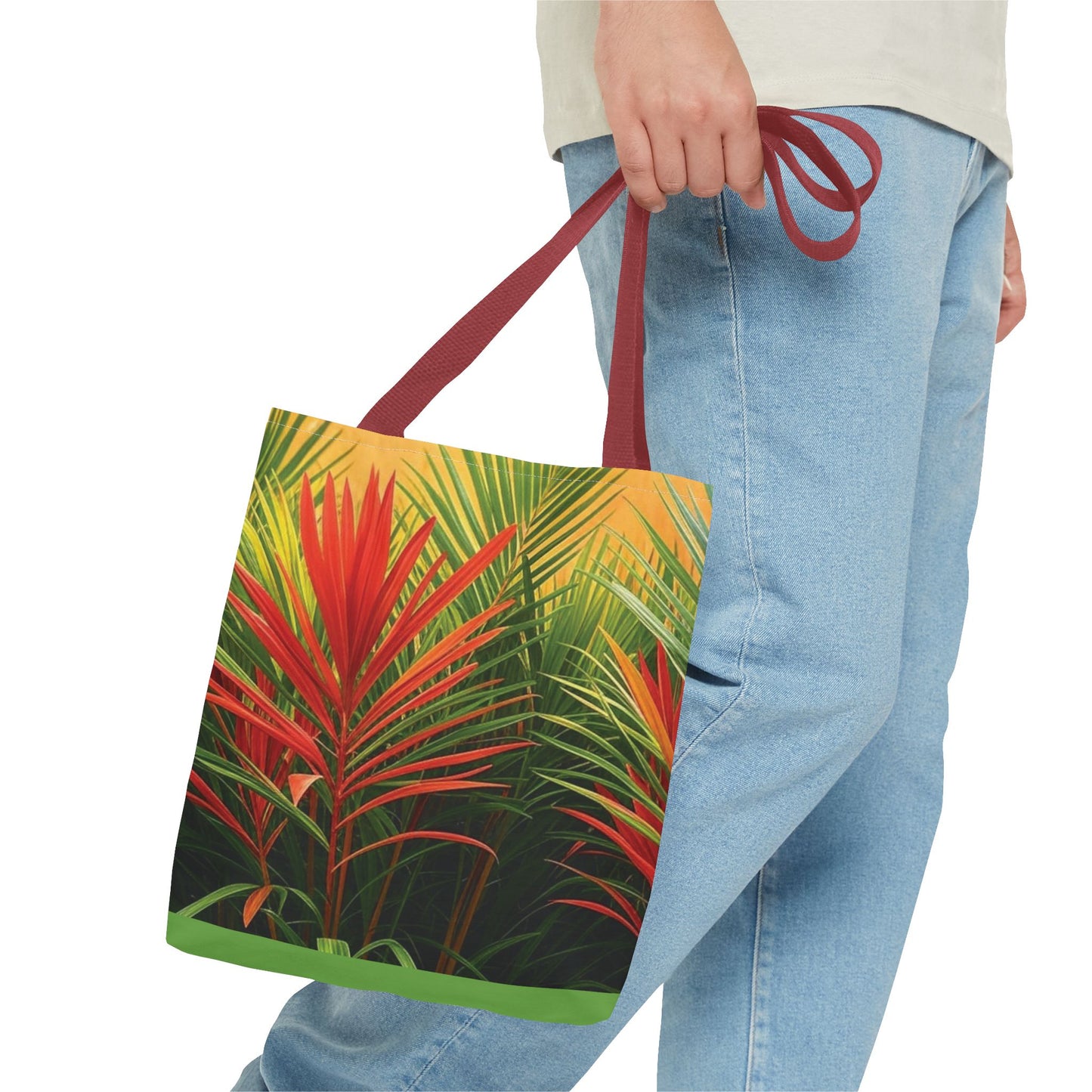 Red Flame Palm Tote Bag - 3 Sizes