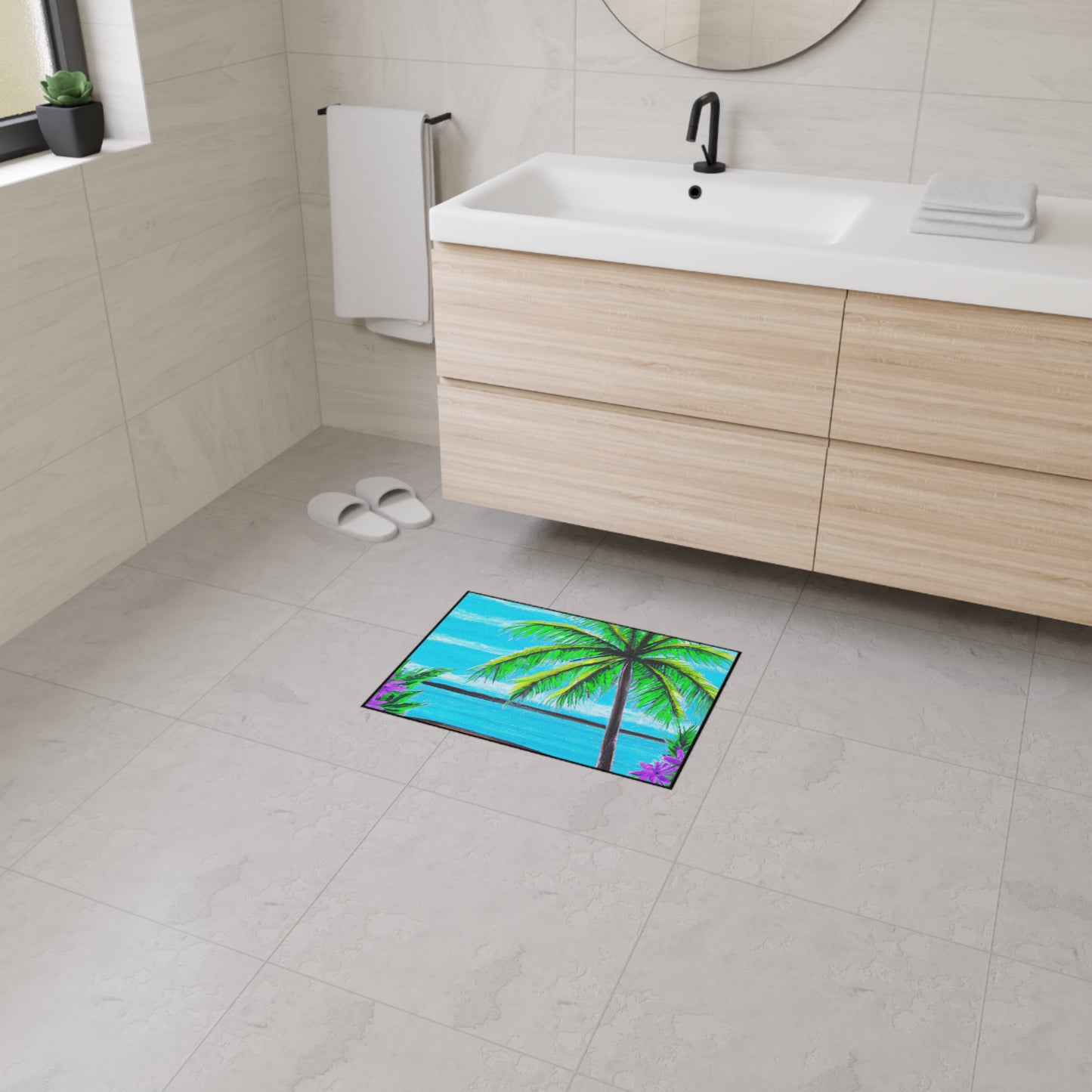 Heavy Duty Floor Mat, 5 Sizes – Tropical Area Rug for Home Décor / Calm Beach