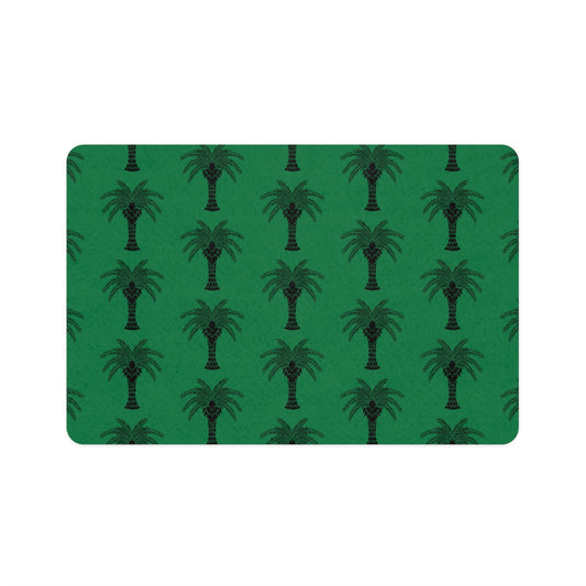 Pet Food Mat (12x18), Art Deco Palm, dark green