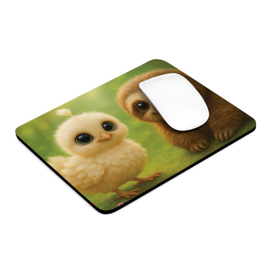 Tropical Mouse Pad, 2 Shapes - Beach Vibes for Home Office & Gamer / Baby White Peacock and Baby Capybara