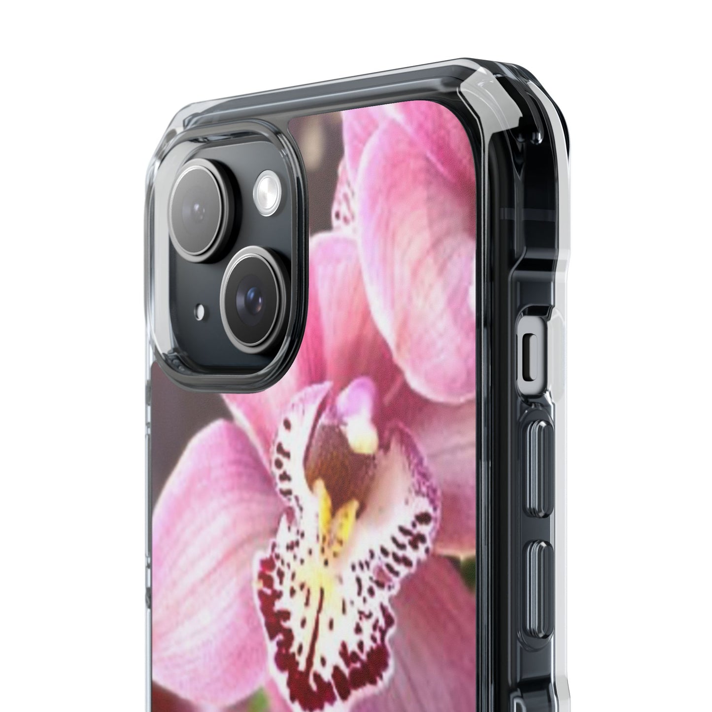 Pink Orchid/Photo Magnetic Clear Phone Case, Many Models