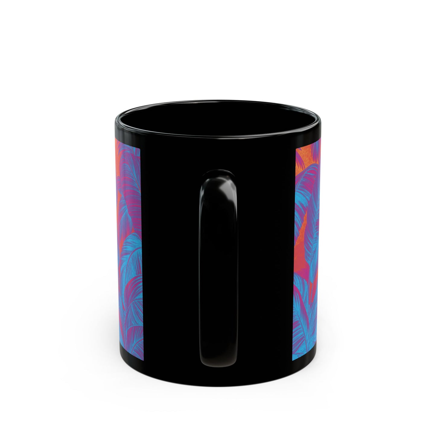 Black Coffee Mug - Palm Serenity, Heatwave