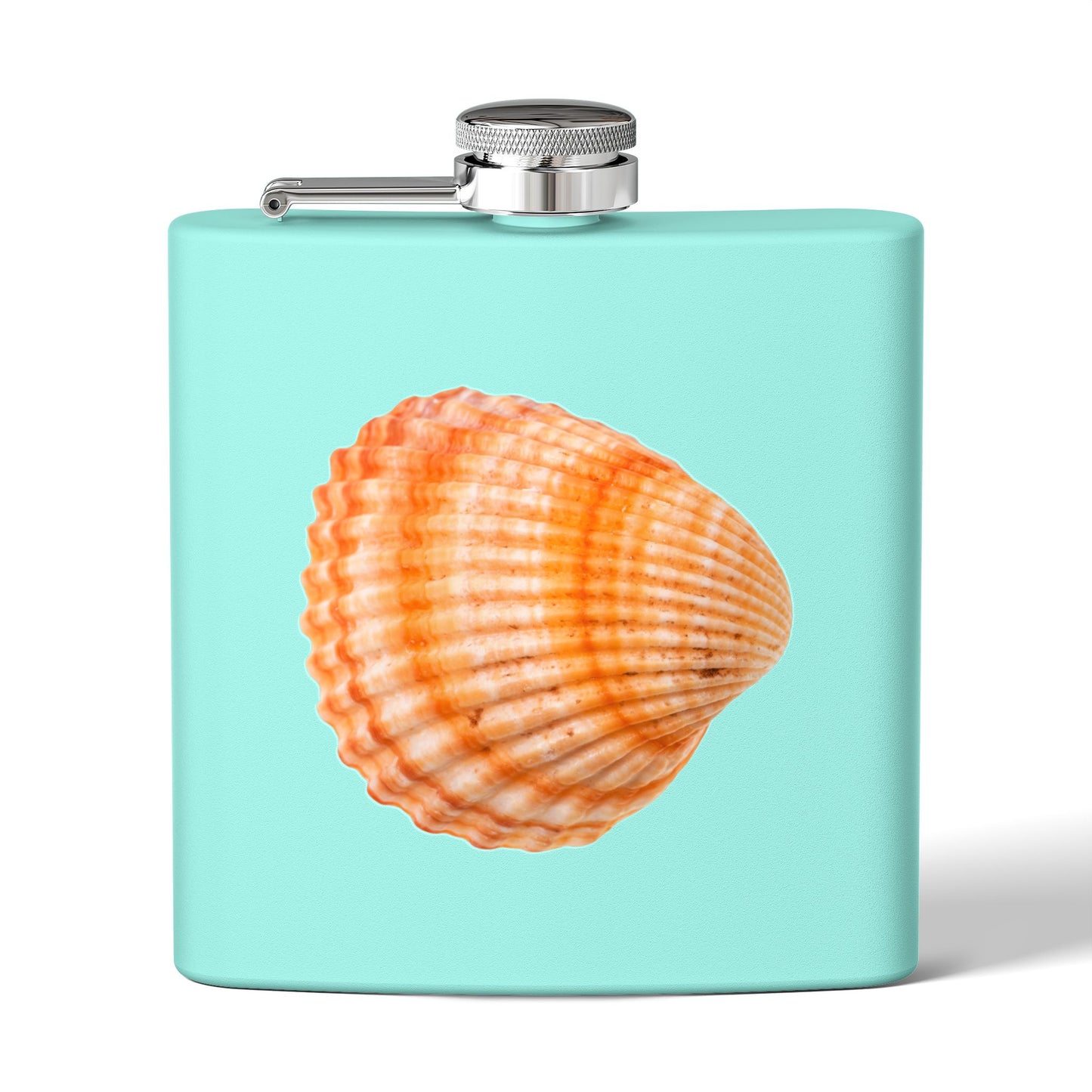 Tropical Stainless Steel 6 oz. Flask, Many Colors  – Orange Scallop