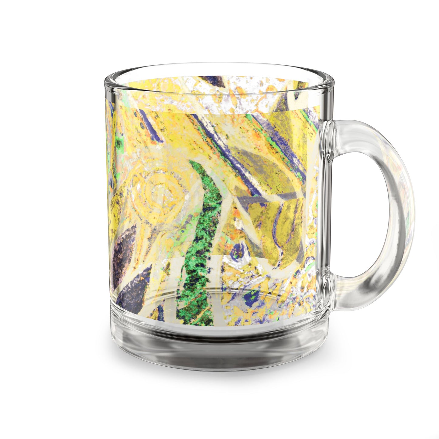 Tropical Glass Mug - 10oz Coffee Cup / Amazon Whimsy Yellow