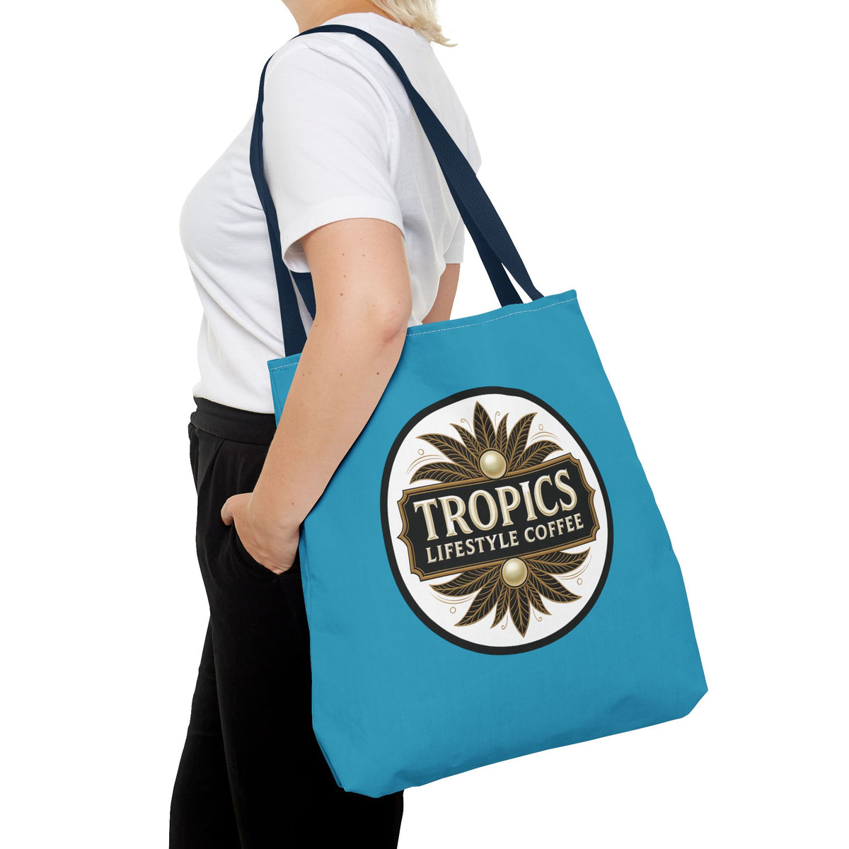 Tropics Lifestyle Coffee Tote Bag - 3 Sizes / Turquoise