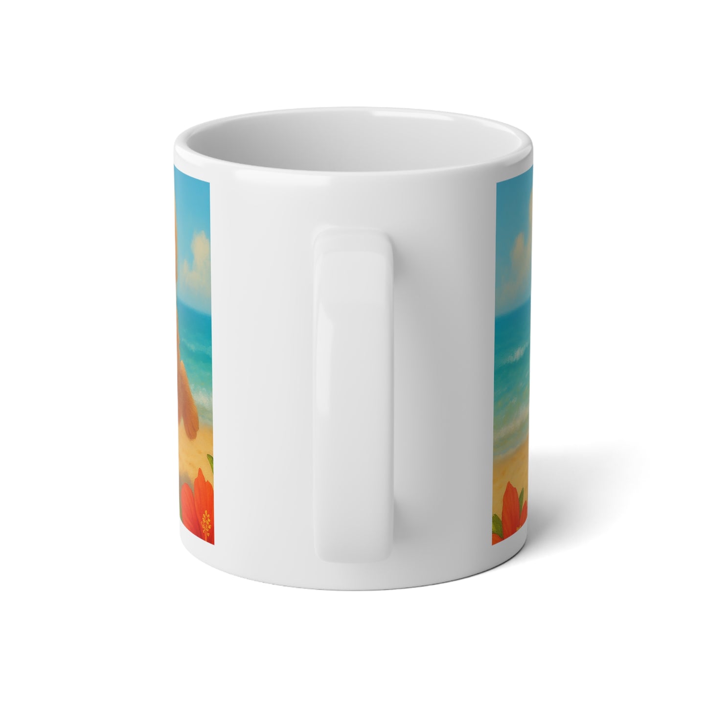Jumbo Mug, 20oz, Puppies Playing on the Beach | Tropical Coffee Cup