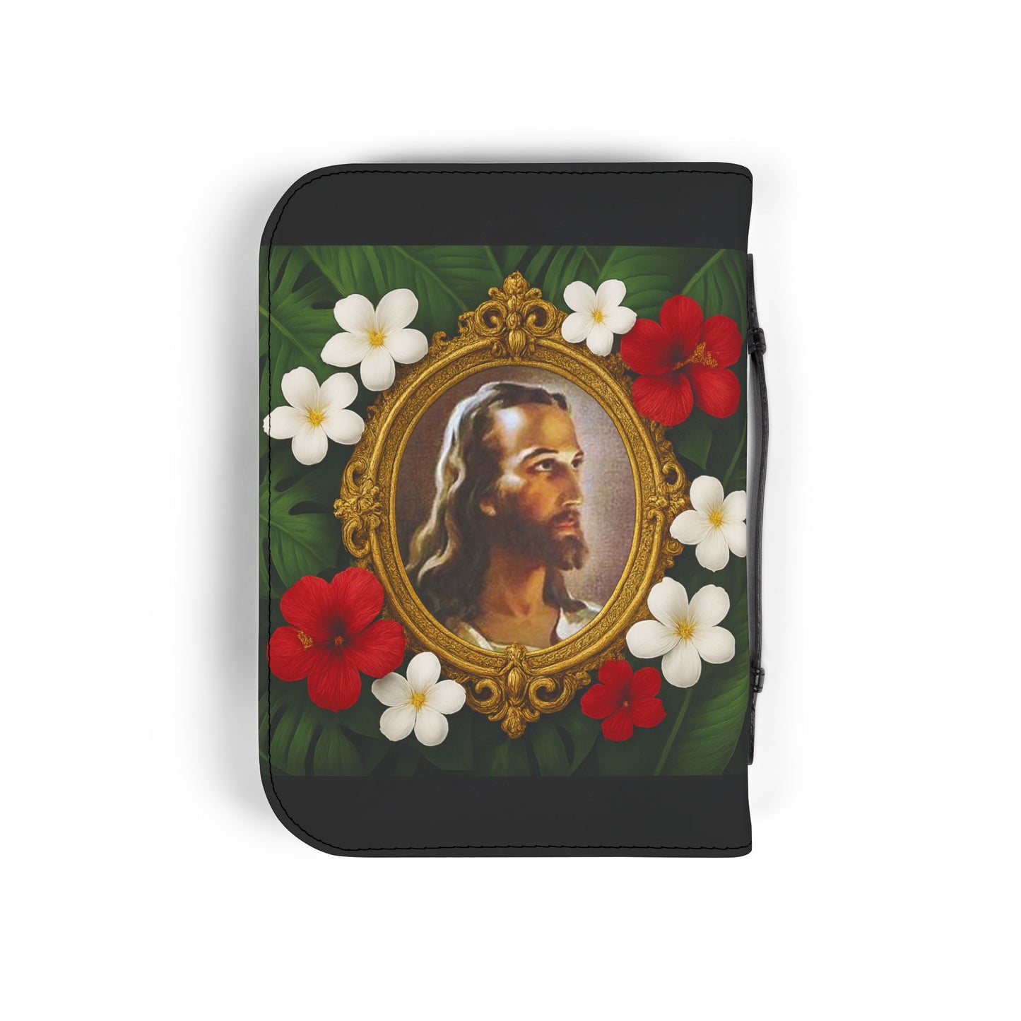 Tropical Jesus Bible Cover, Black / Floral Bible Cover Protector, Church Accessories