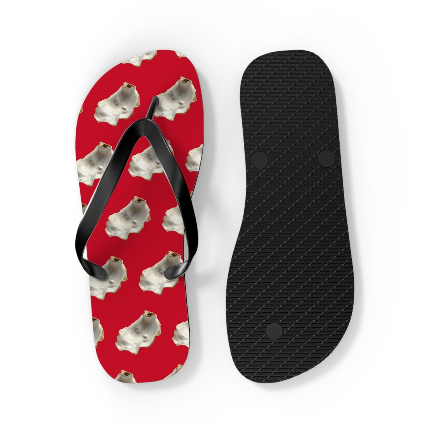 Flip Flops - White Pearl Oyster, dark red